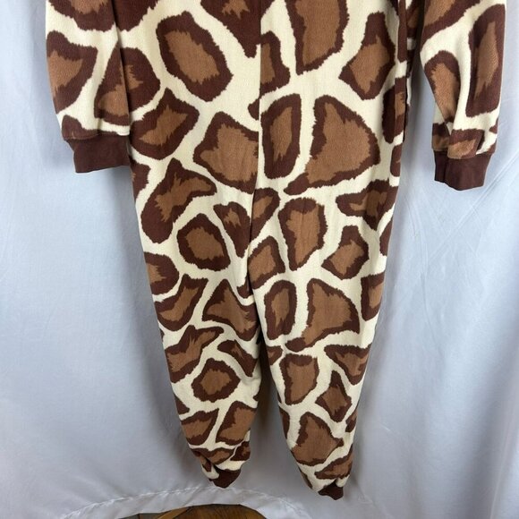 Nick & Nora Giraffe One Piece Sleepwear Women Medium Brown Hood Animal Safari - Picture 10 of 11